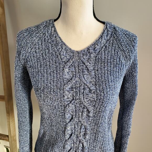 Talbots Petite Blue Cable Knit Zipper Accent Sweater Sz SP - Picture 3 of 9